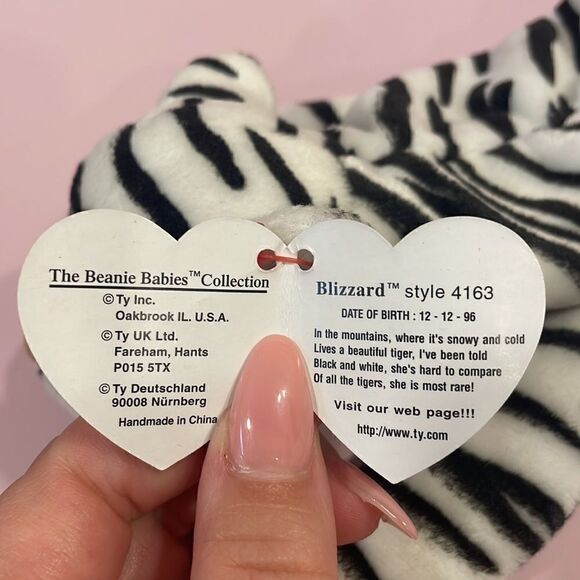 1996 Vintage Ty Beanie Baby Blizzard the White Tiger Excellent Condition 9” NWT - Picture 10 of 12